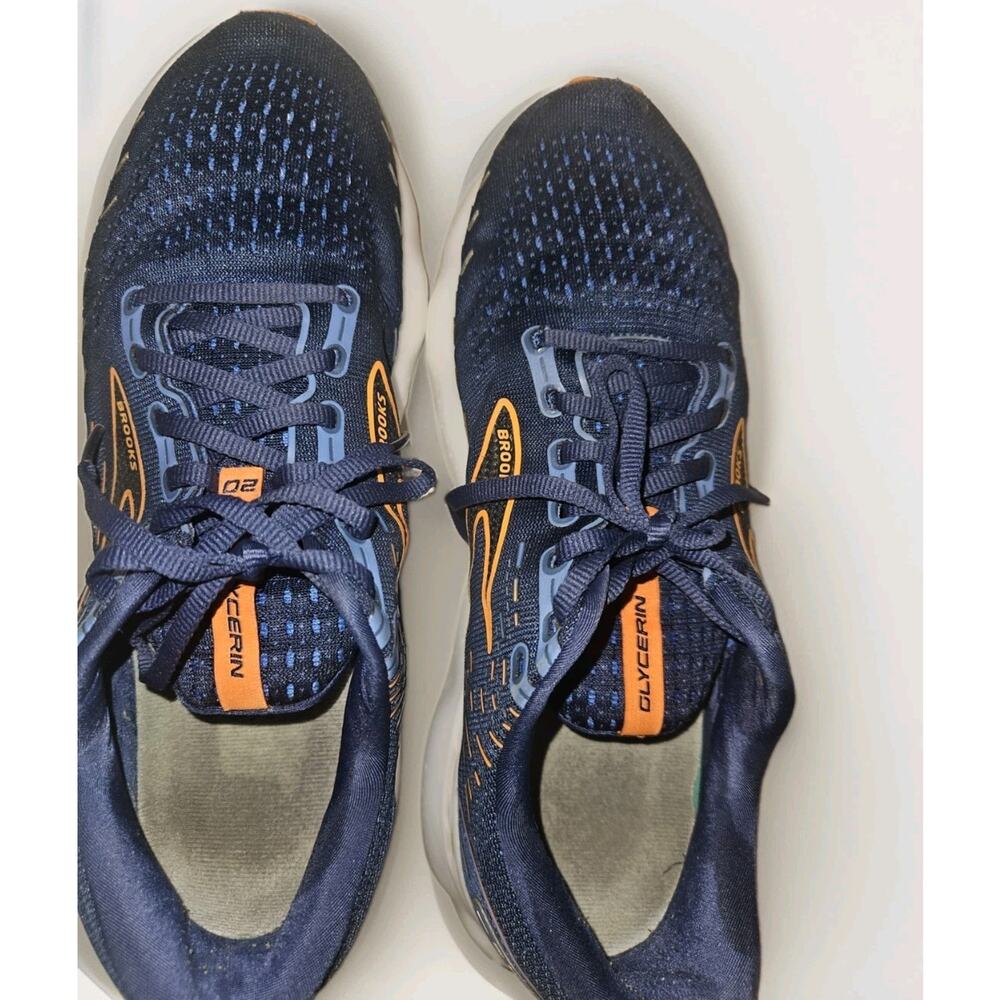 Brooks Glycerin 20 Running Shoes Men’s Size 10 2E Wide Navy Blue Orange Sneakers - Picture 4 of 8